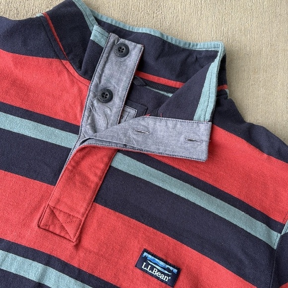 L.L. Bean Striped Rugby Long Sleeve Shirt Men's Large - Picture 1 of 3